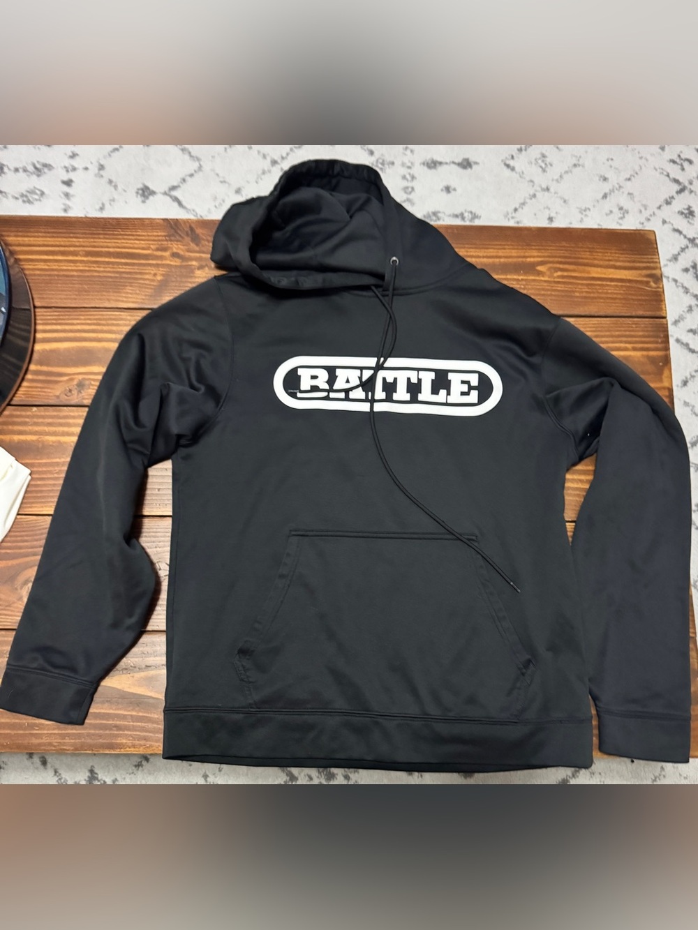 Battle Men's Black Pullover Hoodie small.